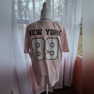 NEW YORK 89 Pink Mesh Jersey Tee